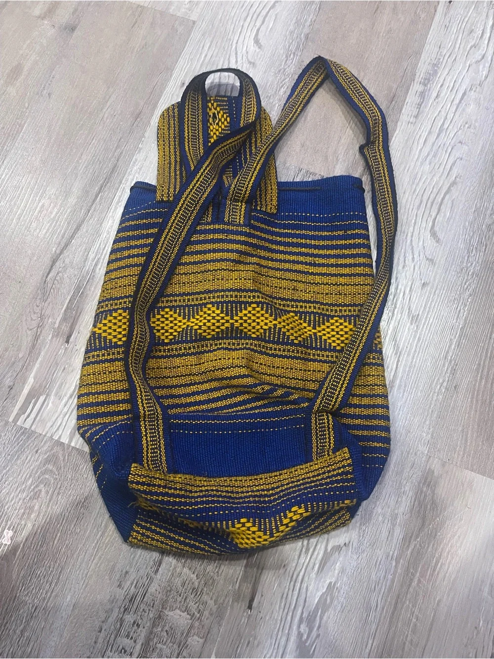 & Other Stories Blue and Yellow Woven Golden State Warriors Backpack Tote